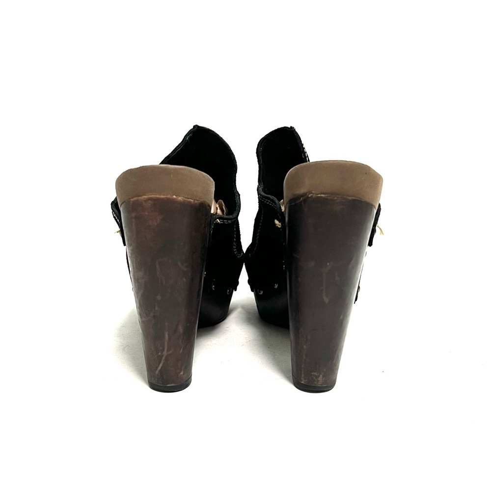 Vintage 1990s black suede wooden platform slip on clogs - Picture 7 of 8